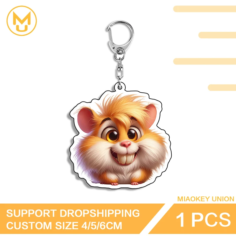 Chibi Hamster Mouse Peeker Key Chains Acrylic Standee Ornaments HD Pattern Ingenious Keyring Suitable For Gifts Parties Crafts