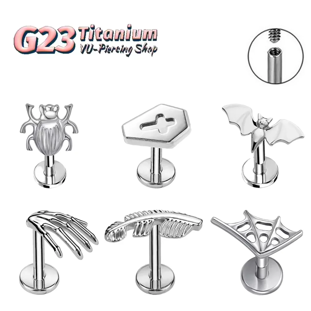 F136 Titanium Alloy Fashion Gothic Earring Set Combination Ear Cartilage Lip Stud Universal Body Piercing Jewelry