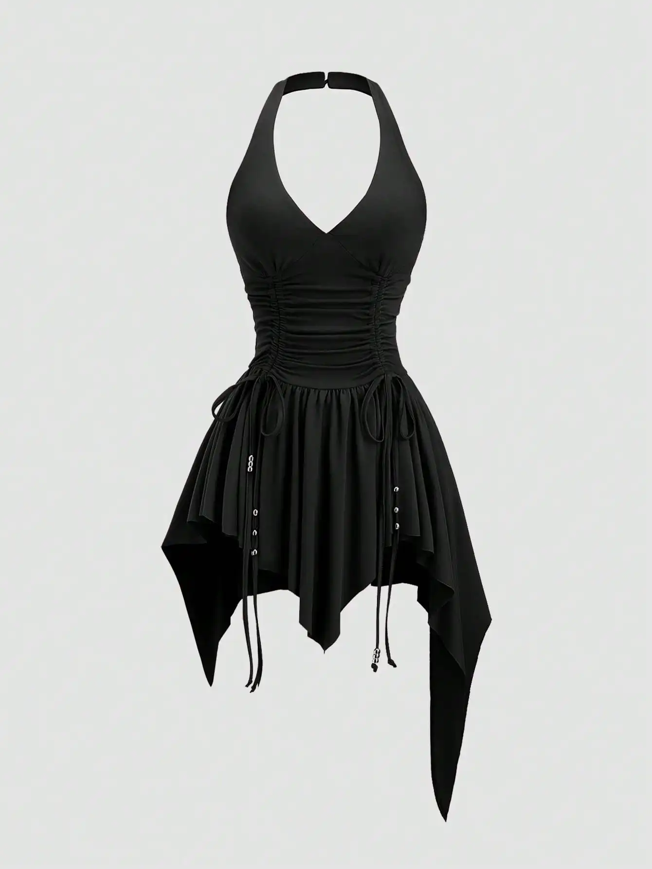 Sweetra Wasteland Vintage Style Punk asymétrique taille cintrée couleur Mauve conception Unique femmes Mini robe