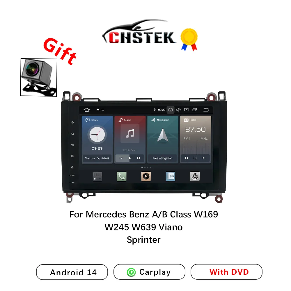 CHSTEK Car Radio For Mercedes Benz W245 W169 W639 B200 Sprinter Vito Viano Audio Carplay Navigation Bluetooth WIFI 4G Android 14