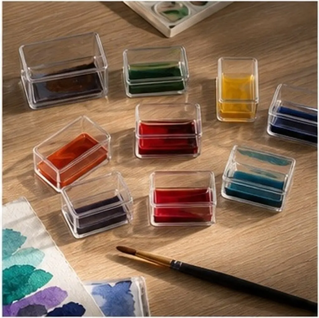 100Pcs Compact Watercolor Paint Pans Empty Portable Mini Palette for Acrylic Gouache Travel Art Supplies Small Paint Containers