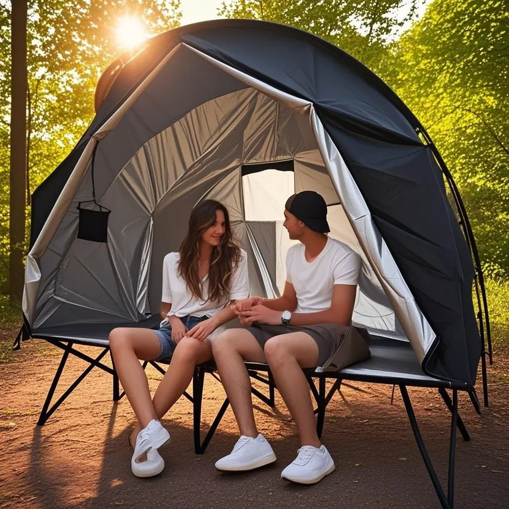 

All-Season Camping Cot Tent: Durable 1-Person Sleep System with Cross-Braced Frame, Arched Roof for Snowmelt, WITHOUT BED