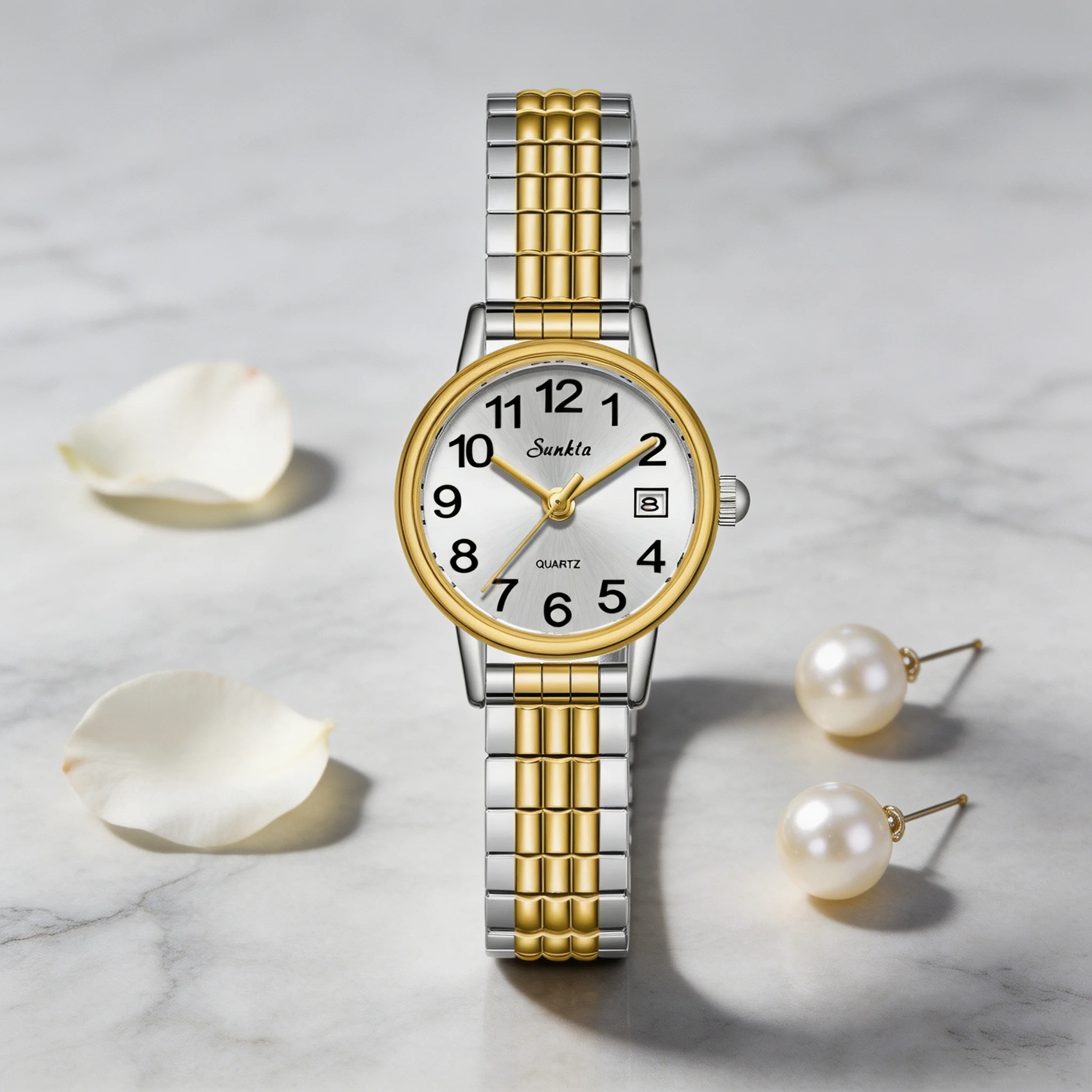 SUNKTA Top Brand Luxury Women Watch Elegant Small Dial Quartz Wristwatches Waterproof Elastic Strap Bracelet Valentine's Gift