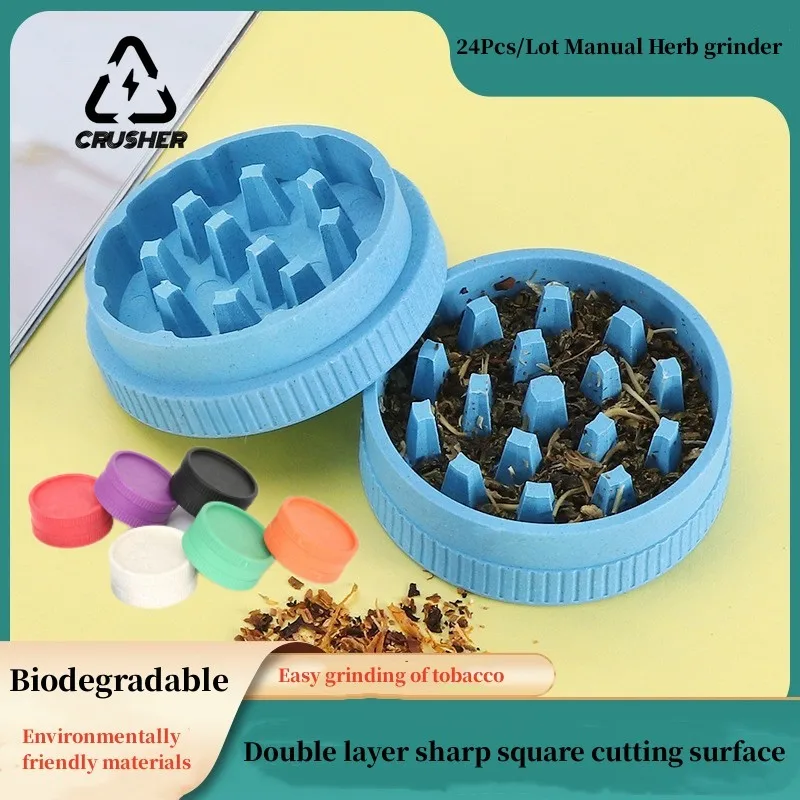 Degradable Plastic Herb Grinder Articles for Smoking Grass 2 Layer Tobacco Spice Crusher Smoking Accessories