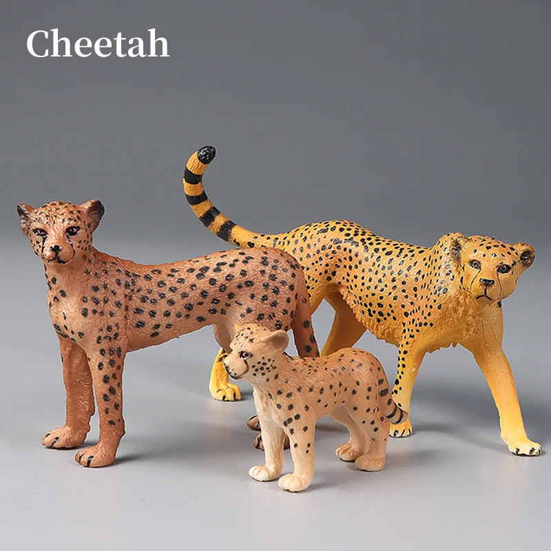 Juego educativo de figuras de animales salvajes simuladas, modelos de acción de guepardo y pantera negra para decoración infantil y regalo de aprendizaje