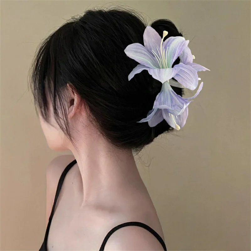 Super Fairy Emulational Lily Flower Hair Claw Clips for  display picture 3