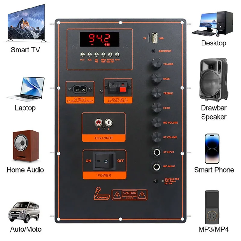 Y43A-High Power 100W DSP-Bluetooth Amplifier Board Mono Stereo Amp Module For Trolley Speaker Outdoor Audio