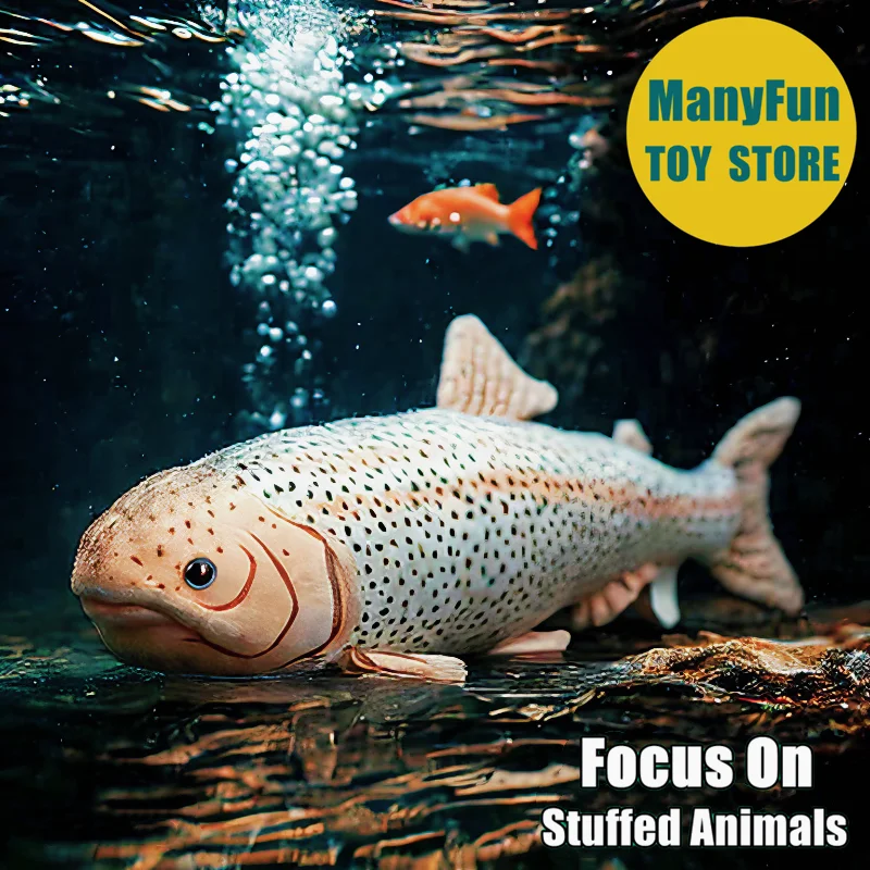 

Rainbow Trout Plush Toy - Lifelike Salmon Fish Stuffed Animal, Realistic Soft Trout Plushie, Kawaii Freshwater Fish Doll Gift