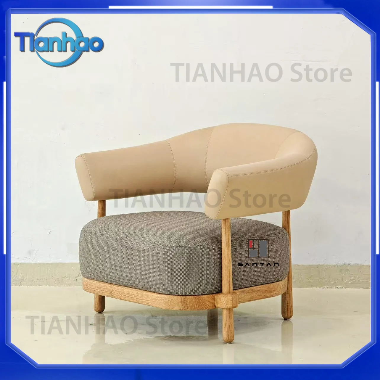 Velvet Accent Chair for Modern Living Room Nordic Design Gray Wood Armchair for Home Furniture Villa Decor