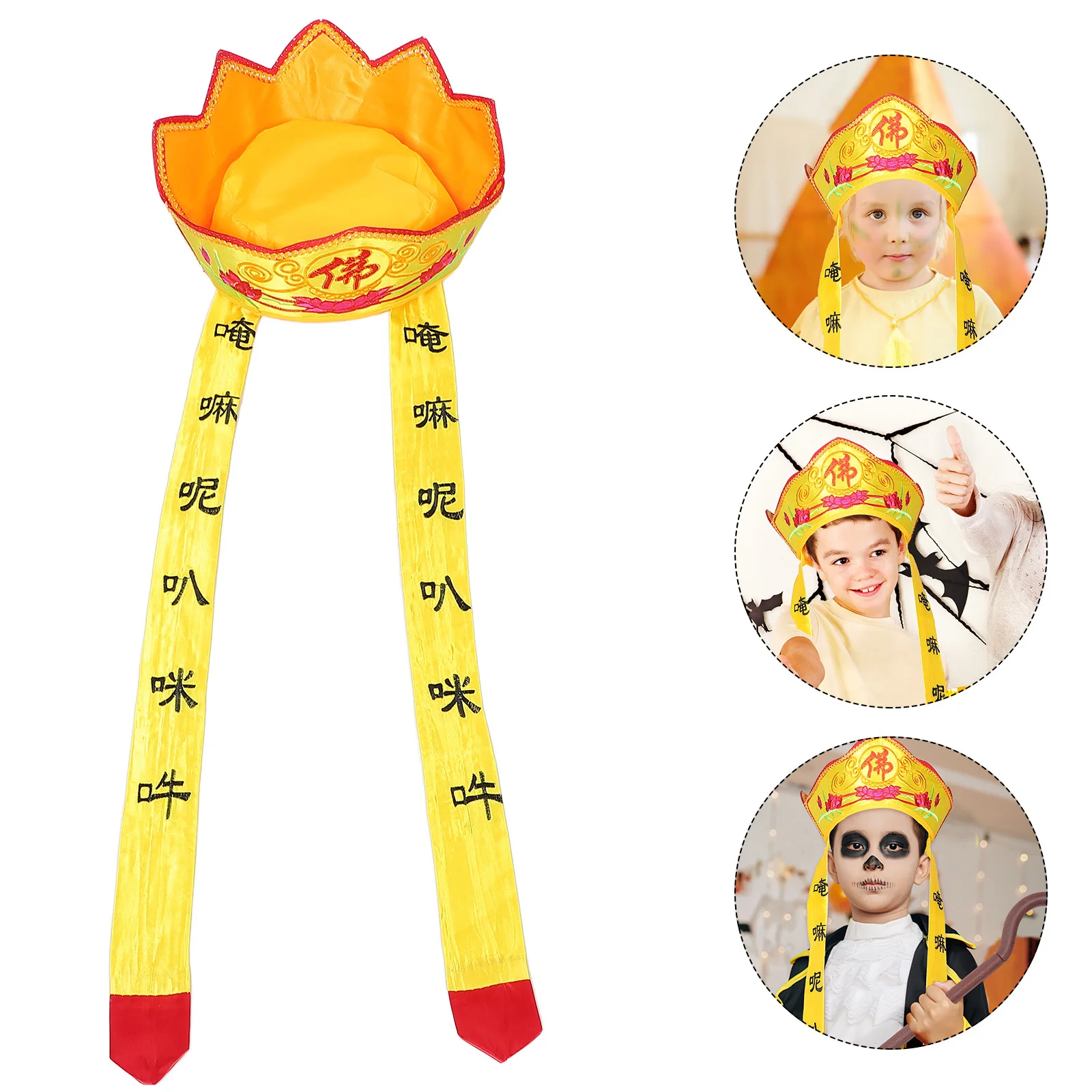 Buda dobrável monge chapéu para desempenho de palco diário cosplay festa festival usar chapéu decorativo prop masquerade