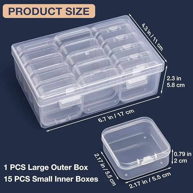 Transparente Kunststoff-Aufbewahrungsbox mit Fächern, Multifunktionale Schmuck-, Perlen- und Kleinteile-Organizer-Box für Bastelarbeiten, Hardware, Pillen, Samen – Detail 10