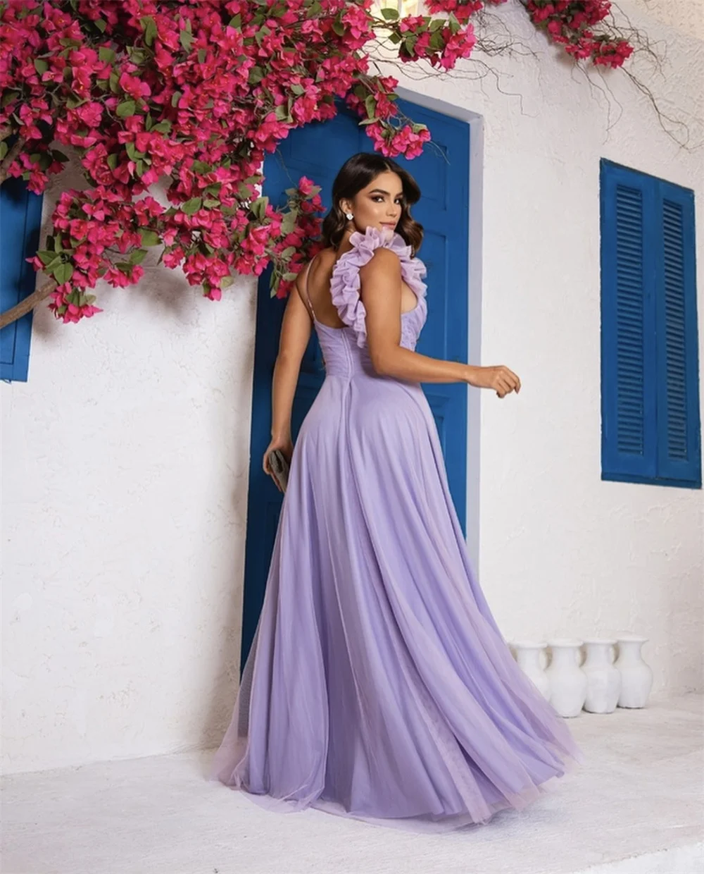 Jessica Purple Prom Dress one Shoulder Tulle Evening Dresses Prom Dresses Elegant Lady Wedding Party Dresses 2024Wedding Dress