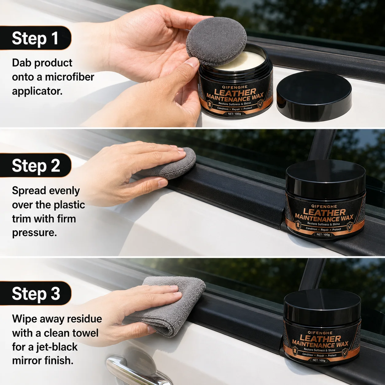 QIFENGHE Leather Restoring Wax Soften Dull Leather Long Lasting Gloss Protective Conditioning Balm