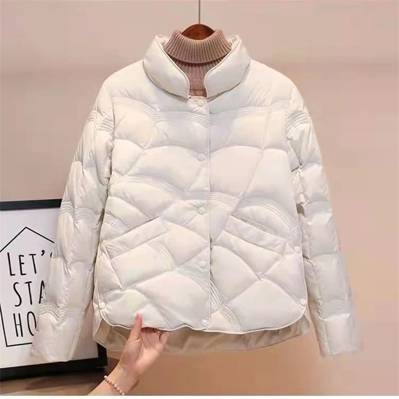 2024Autumn Winter New Fashion Temperament Women\'s Light Down Jacket Short Standing Collar Simple Fashion Casual Warm Tide Jacket