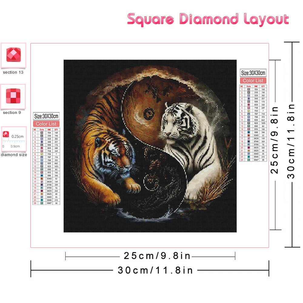 Huacan Diy Diamond Embroidery Taichi Full Diamond Painting Animal New Arrivals Mosaic Yin-Yang Rhinestones Home Decor