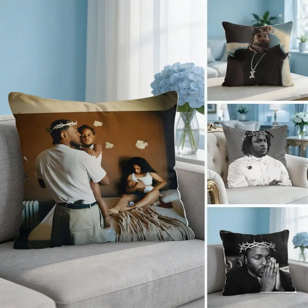 Rapper Singer K-Kendrick Lamar Cushion Cover Soft Short Plush Throw Pillow Cover Hidden Zipper Cutecore Sofa Bedroom Home Decor