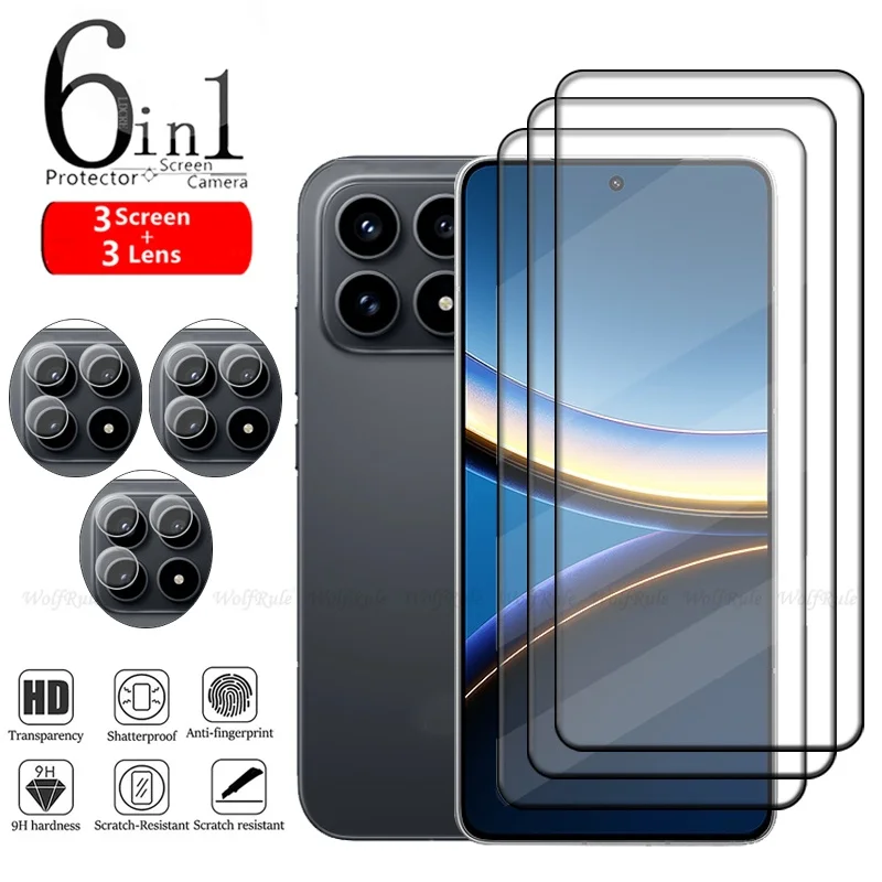 6 في 1 لـ Poco F8 Pro Glass Xiaomi Poco F8 Ultra Pro من الزجاج المقسى غطاء كامل واقي للشاشة Poco F8 Ultra Lens Glass #1