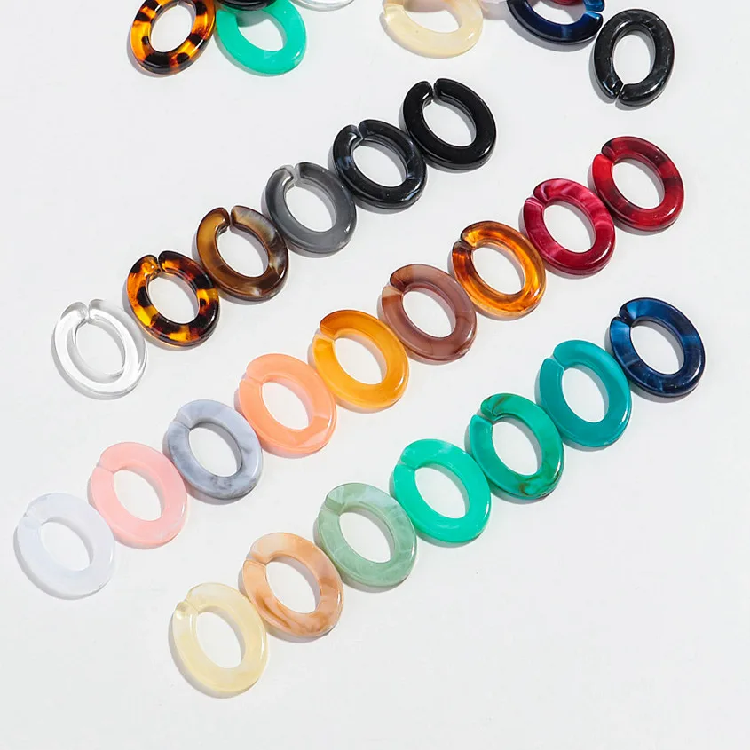 30 sztuk akrylowe 18x24mm płaski owalny ogniwo łańcuszka podwójny kolor koraliki na bransoletkę naszyjnik łańcuszek do okularów Making DIY biżuteria akcesoria
