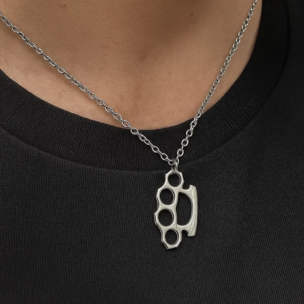 Neue Tiger-Finger-Messingknöchel-Anhänger-Halskette für Damen und Herren, Ohrringe, Schlüsselanhänger, Sommer-Gothic-Schmuck-Accessoires, Geschenke – Detail 4