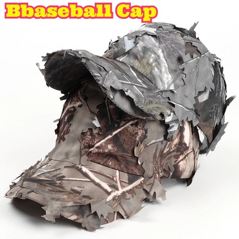 Camouflage Hat Outdoor Hiking Camping Survival Sun Protection Wide Brim Soft Top Baseball Cap Unisex Adults Forest Camo Nature