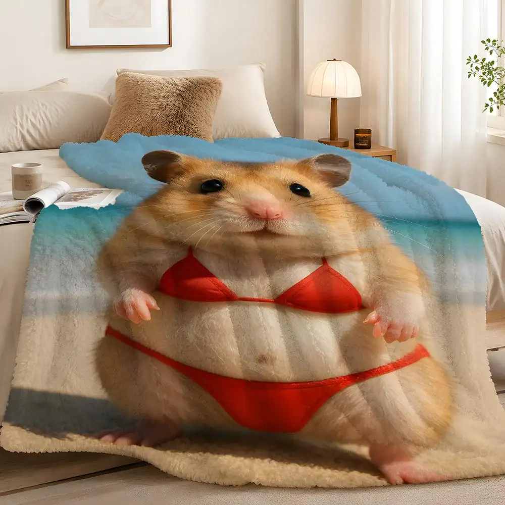 Hamster Eye Catching Creative Colorfast Gentle Touch Spring Stylish Throw
