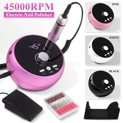 New 45000RPM Professional Electric Nail Drill Manicure Machine Low Noise Nails Sander Set Nail Salon Polisher Equipment Tools