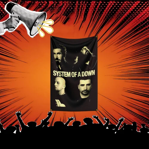 System of a Down Inspired Rock Music Flag  Polyester Banner For Bedroom Wall Decor Music Fans Gift