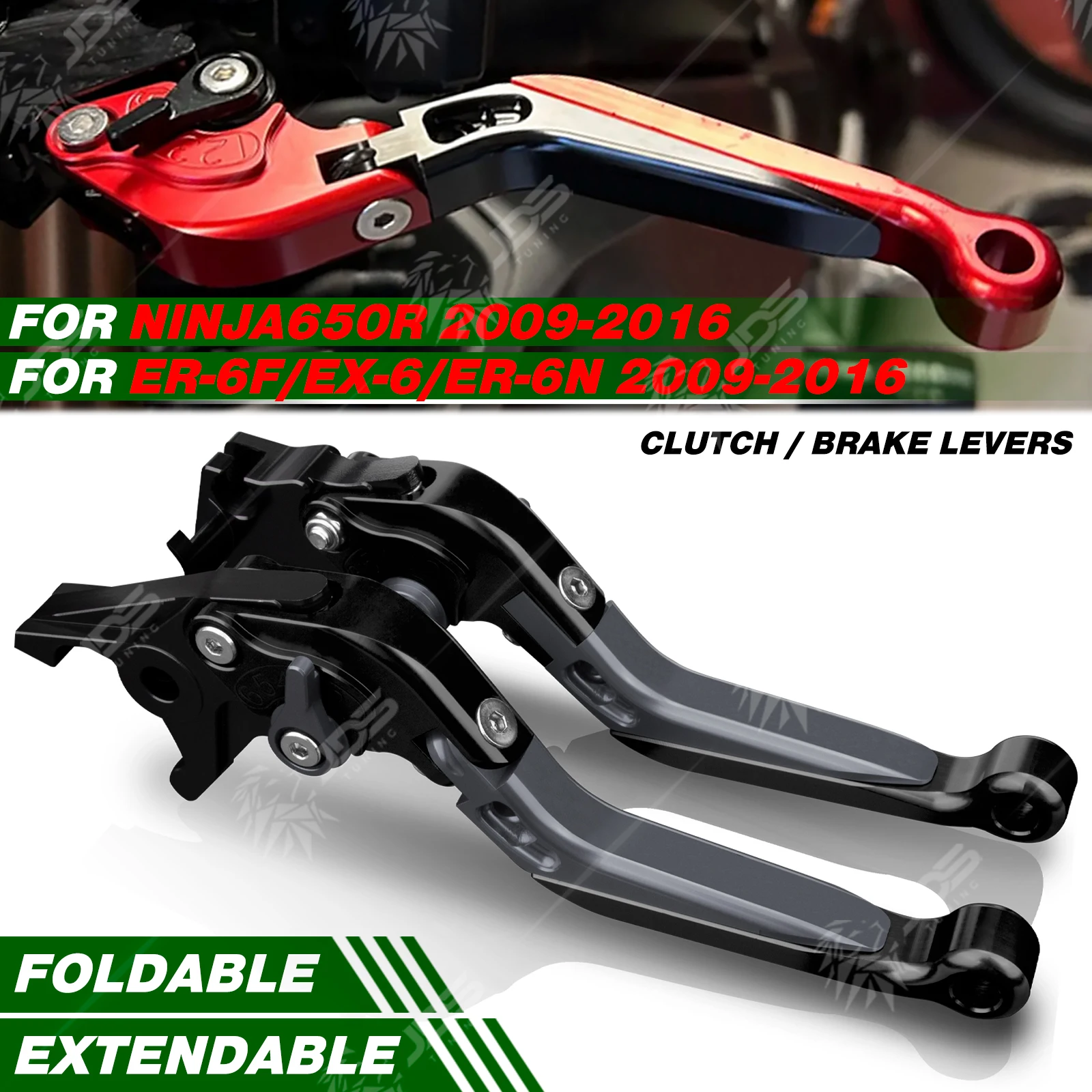 

JDSTUNING For Kawasaki NINJA650R/ER6F/EX6/ER6N 2009-2016 Folding Clutch and Brake Lever Set Adjustable Levers Accessories Parts