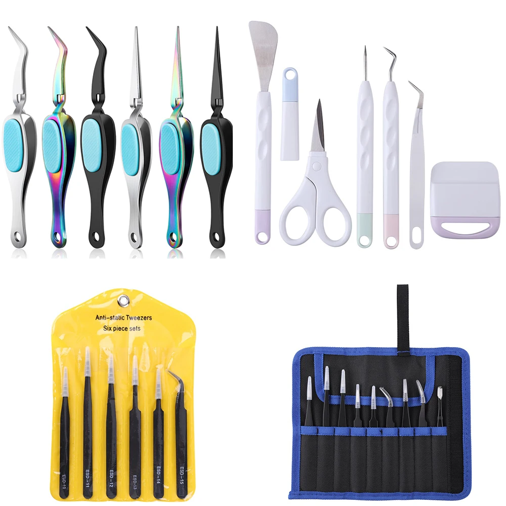 Useful Craft Vinyl Weeding Tools Set/Reverse Grip Craft Tweezers/Fine-Tip Tweewzes for DIY embellishments iron-on projects
