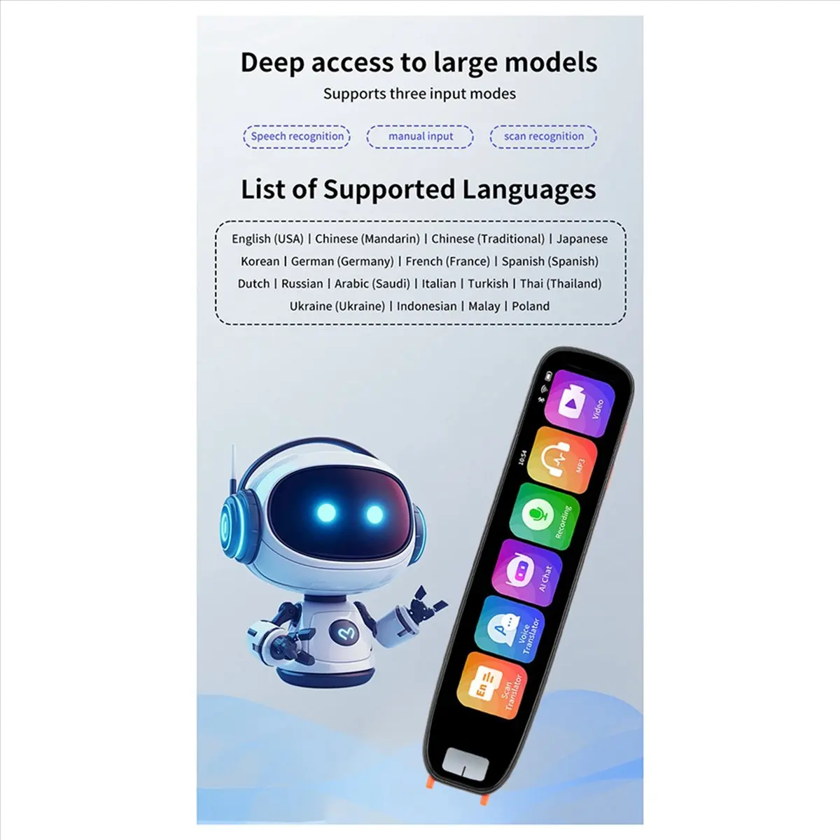 lookme GPT WIFI Scan Translator AI Chat Intelligent Recording MP3 Video Text Scanning Offline Translation Device Point Reading