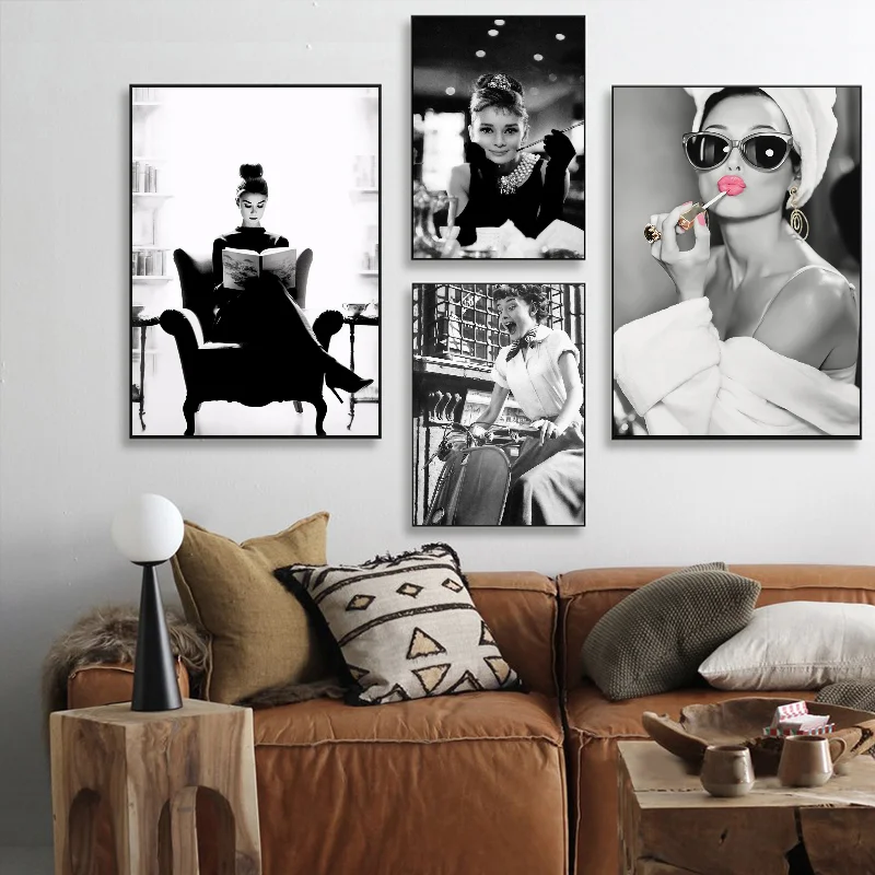 Audrey Hepburn Poster Self-adhesive Art Waterproof Paper Sticker Coffee House Bar Room Wall Decor