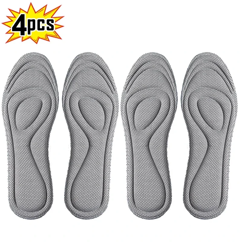 4 Stuks Memory Foam Orthopedische Inlegzolen Voor Schoenen Antibacteriële Ontgeuringseffect Zweet Absorptie Insert Sportschoenen Running Pads