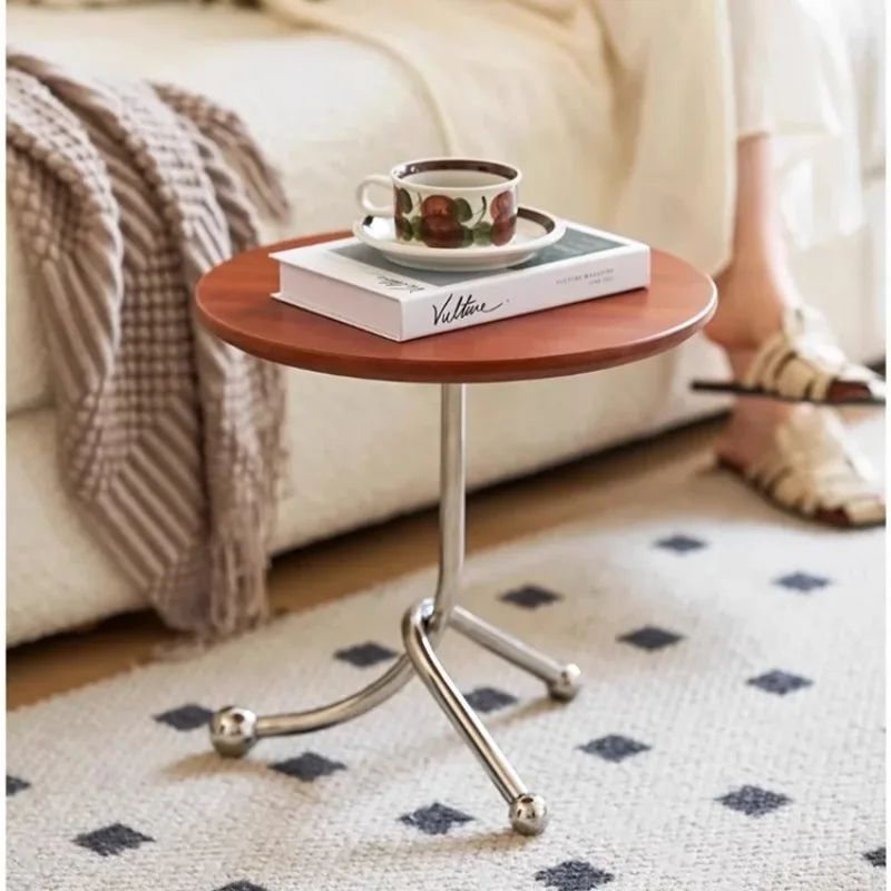 Vintage Round Coffee Table French Bedside End Table Small Accent Table for Living Room Balcony