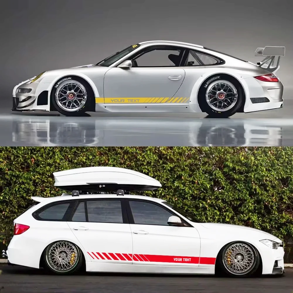 Custom Text Car Side Door Stripe Sticker Personalized Name Vinyl Decal Universal Racing Body Skirt Stripes Auto Accessories view 4