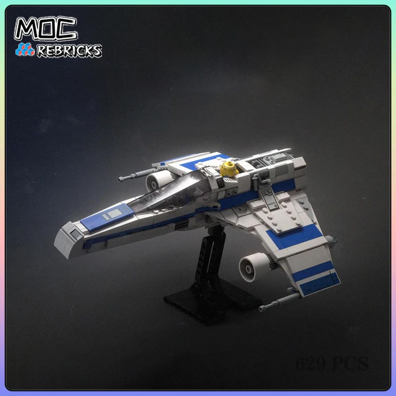 Space Series MOC Upgrade of Starfighter with Stand Building Block Bricks Assemble Model DIY Toys Children Christmas Gifts