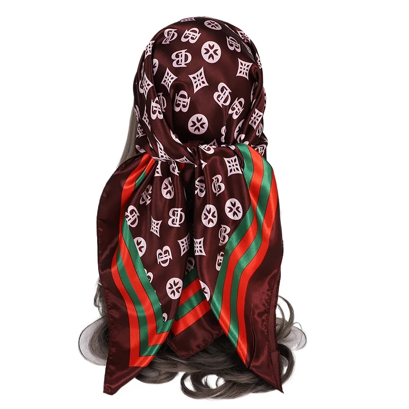 New satin bag head large square scarf, printed fashion silk scarf