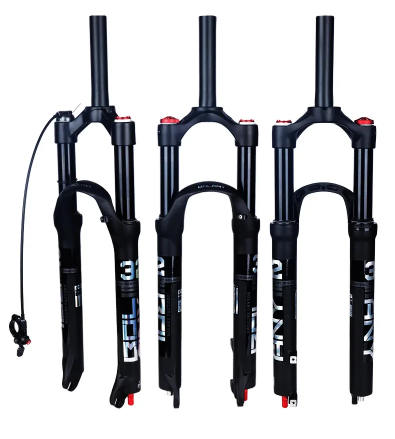 BOLANY Mountain Bike Fork 26/27.5/29 Aluminum Alloy Straight Tube Dual Air Suspension Fork 100mm Shock Absorber Bike Accessorie