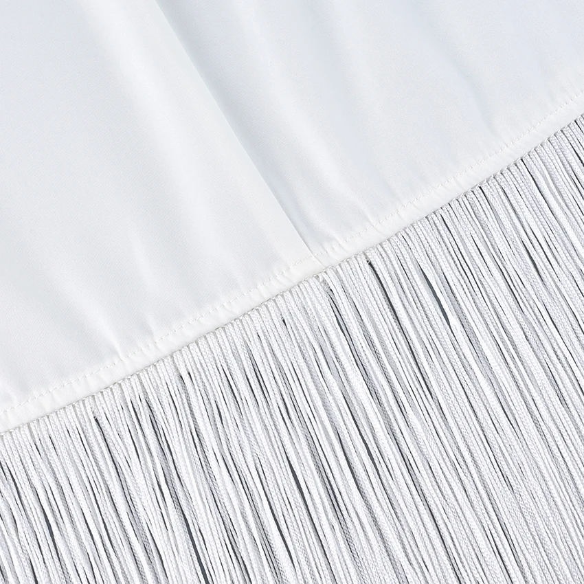 Linad Street Chic White Satin Tassels Long Skirts Woman 2026 Elegant High Waist Straight Skirts Casual Slim Ankle Length Skirt