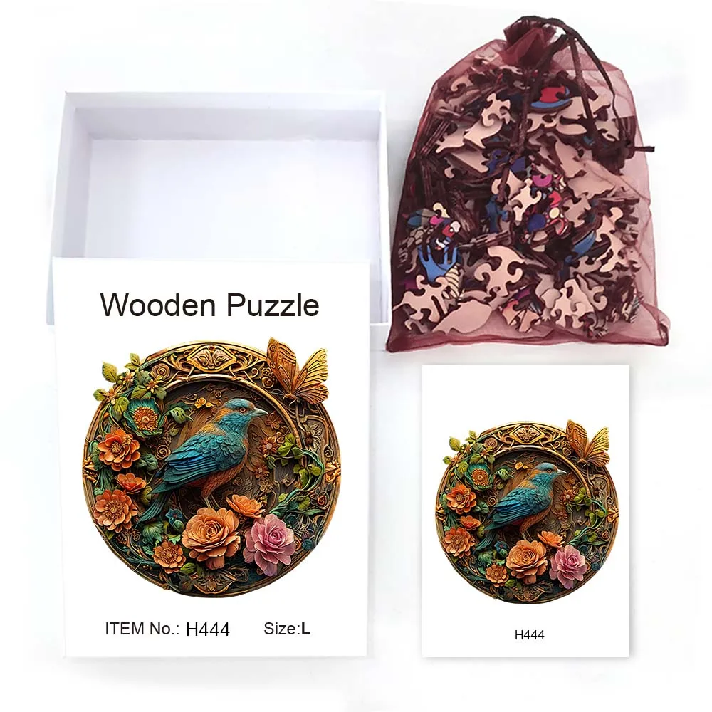 أحجية الصور المقطوعة الخشبية، صندوق هدايا على شكل طائر ملون، هدية رائعة، أحجية الصور المقطوعة على شكل حيوان غير منتظمة، هدية فريدة من نوعها لكبار السن