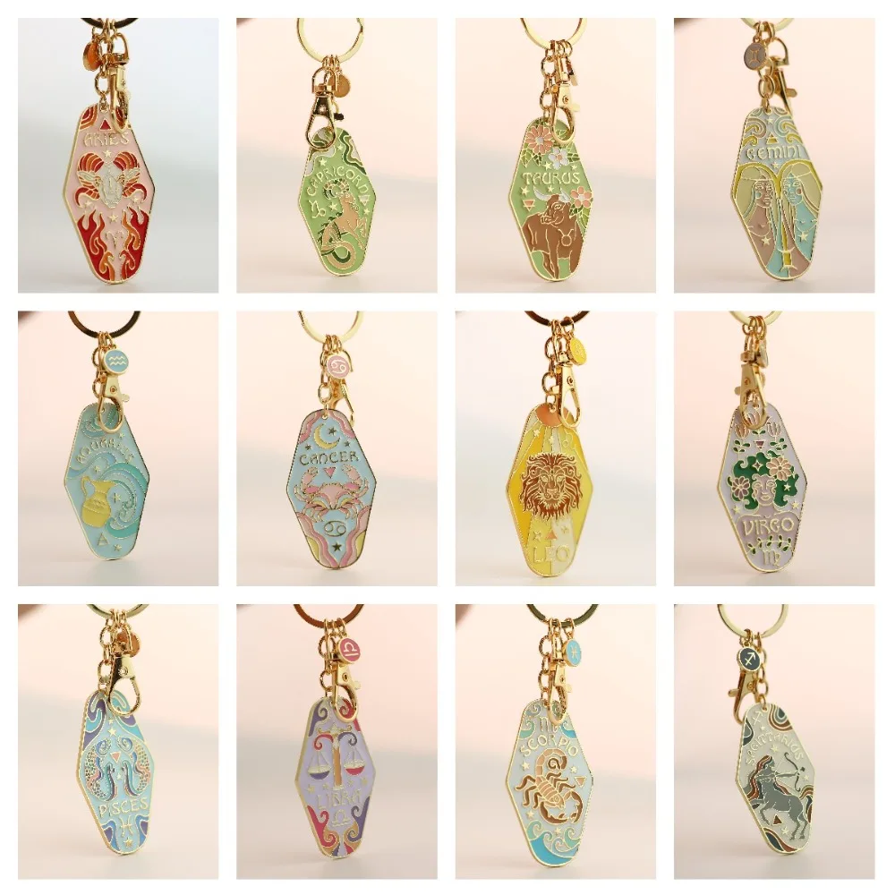 الجدي 12 كوكبة المفاتيح الأسد الثور كوكبة قلادة حديدية حقيبة معلقة سحر الحلي سيارة كيرينغ