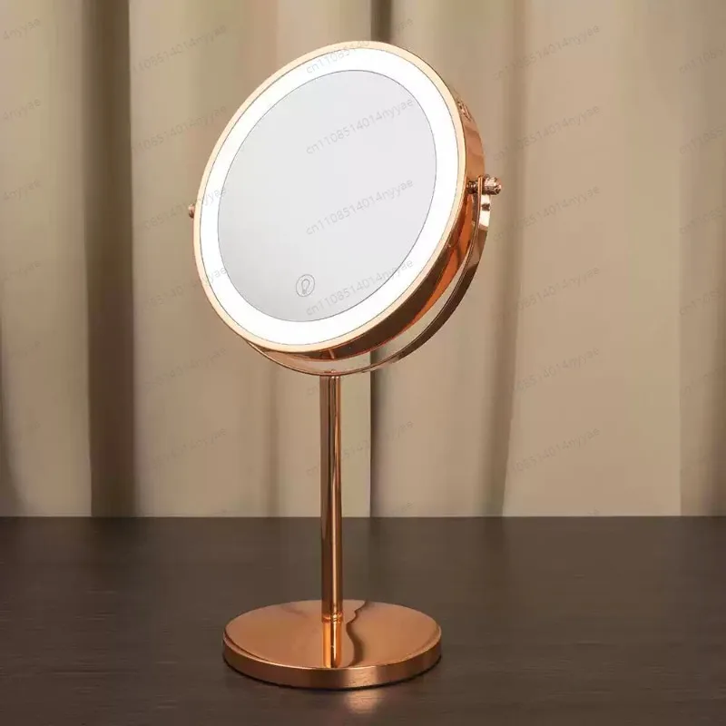 Makeup Mirror 10x Magnifying 3 Color Vanity Mirror Rechargeable Lighted Height Adjustable Double Sided Cosmetic Mirror
