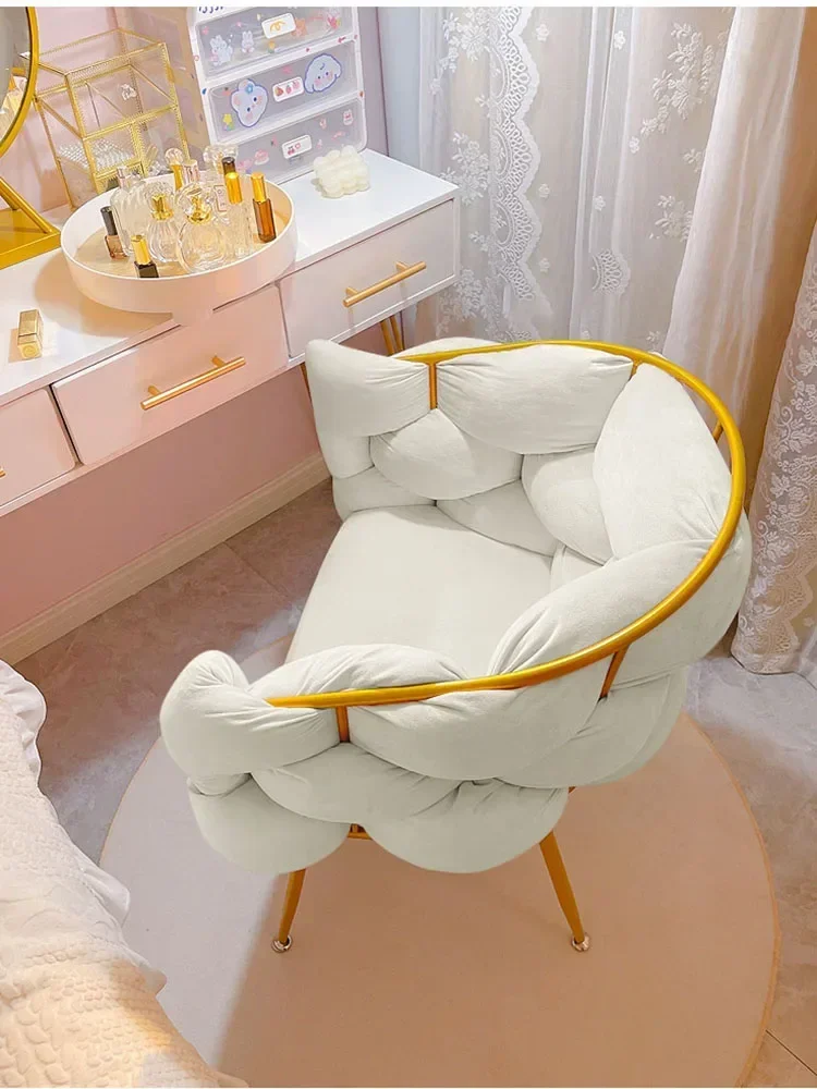 

Nordic Pink Makeup Chairs Velvet Home Furniture Armchair Living Room Relaxing Sofas Stool Design Bedroom Dressing Computer Chair