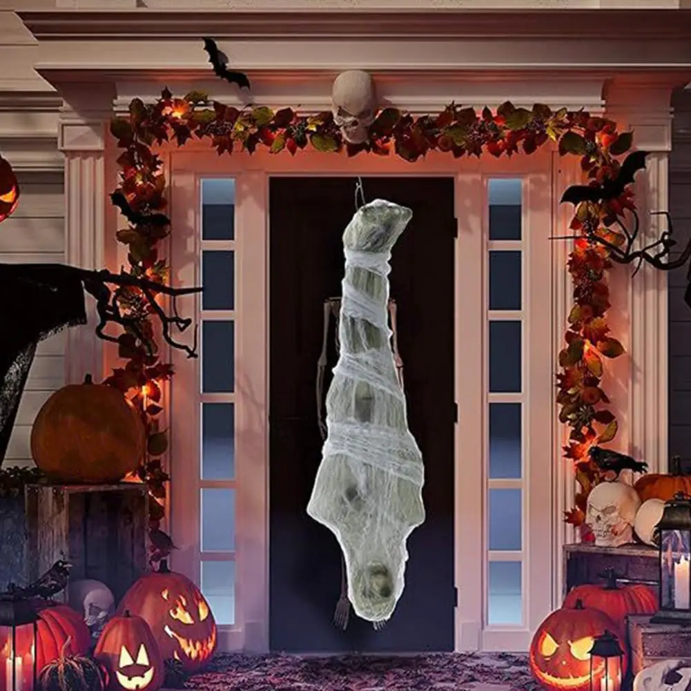 

Hanging Corpse Prop Terrifying Skull Decoration Realistic Cocoon Corpse Halloween Decorations Hanging for Haunted for Indoor