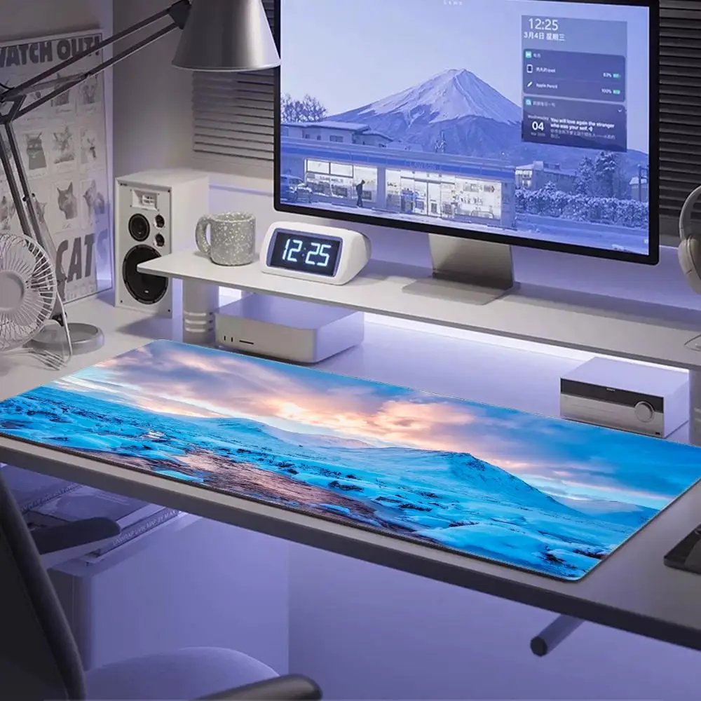 Tapete de escritorio de montaña, parque nacional de glaciar, alfombrilla de ratón con paisaje, decoración de escritorio, alfombrilla de ratón occidental, alfombrilla de oficina estética, alfombrilla para teclado