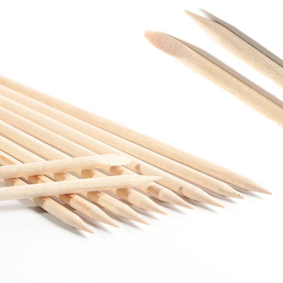 オレンジウッドスティック、角質除去用木製スティック、11.4cm/7.5cm両端オレンジウッドスティック、袋入りラインストーンスティック