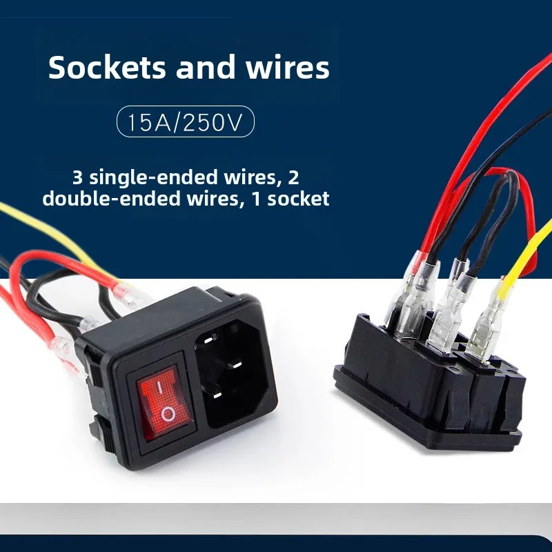 Pin type socket AC power switch pure copper high-power three hole card type male head computer case plug connector