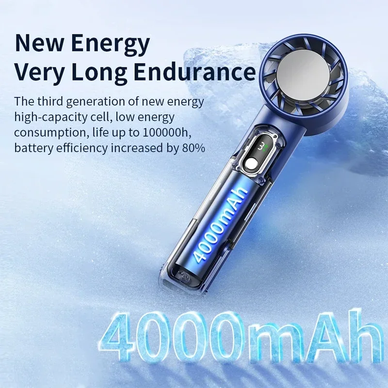 4000Ah USB ชาร์จเซมิคอนดักเตอร์พัดลมทําความเย็น LED ดิจิตอลจอแสดงผลสํานักงานกลางแจ้ง Air Cooler อัพเกรดพัดลมมือถือ