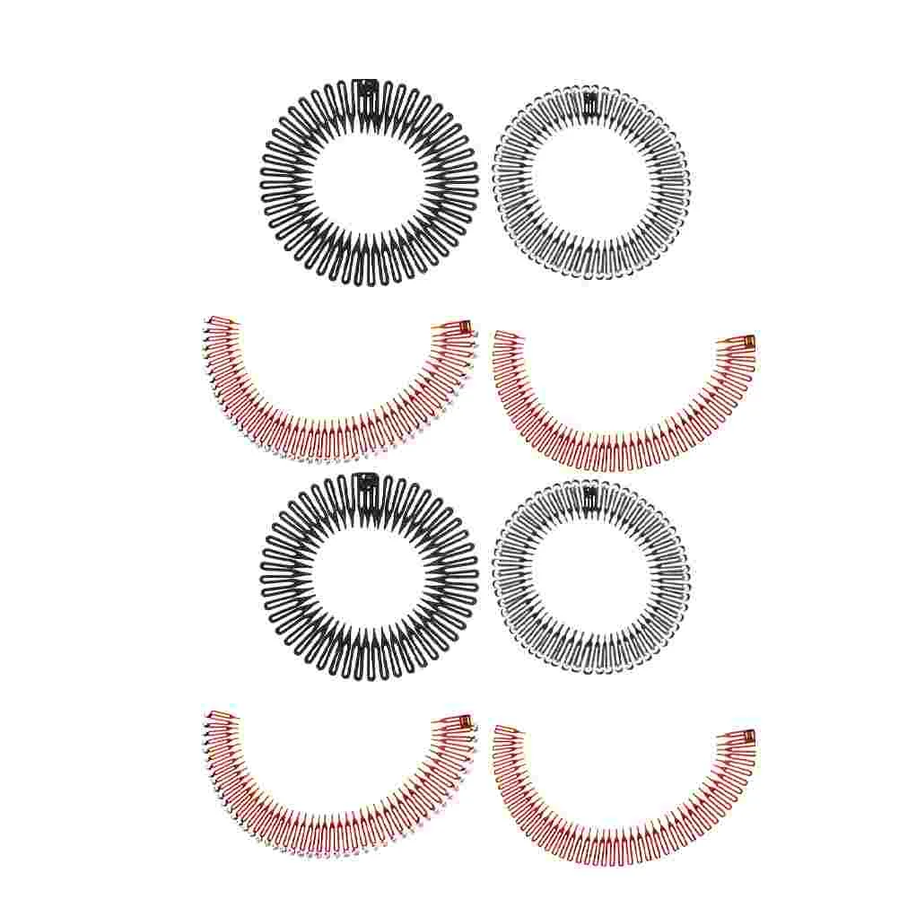 

8 PCS Spring Women's Hair Bands Teeth Comb Headbands for Elastics Ties Stretch Combs