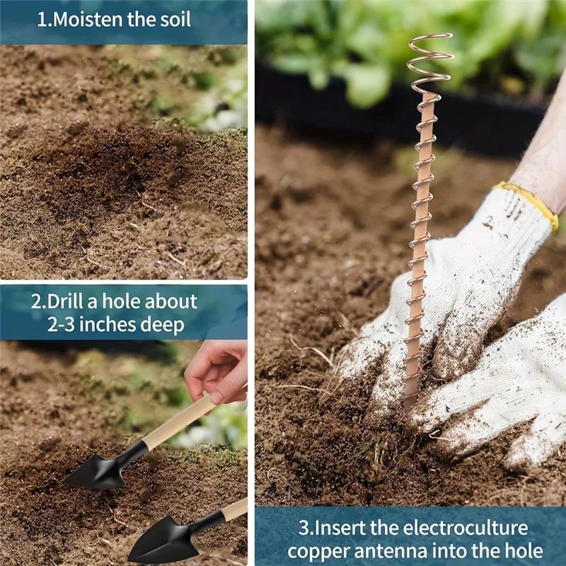 ABUP-Electro Culture Copper Plant Stakes Copper Garden Stakes Gardening Antenna Copper Rods Copper Wire