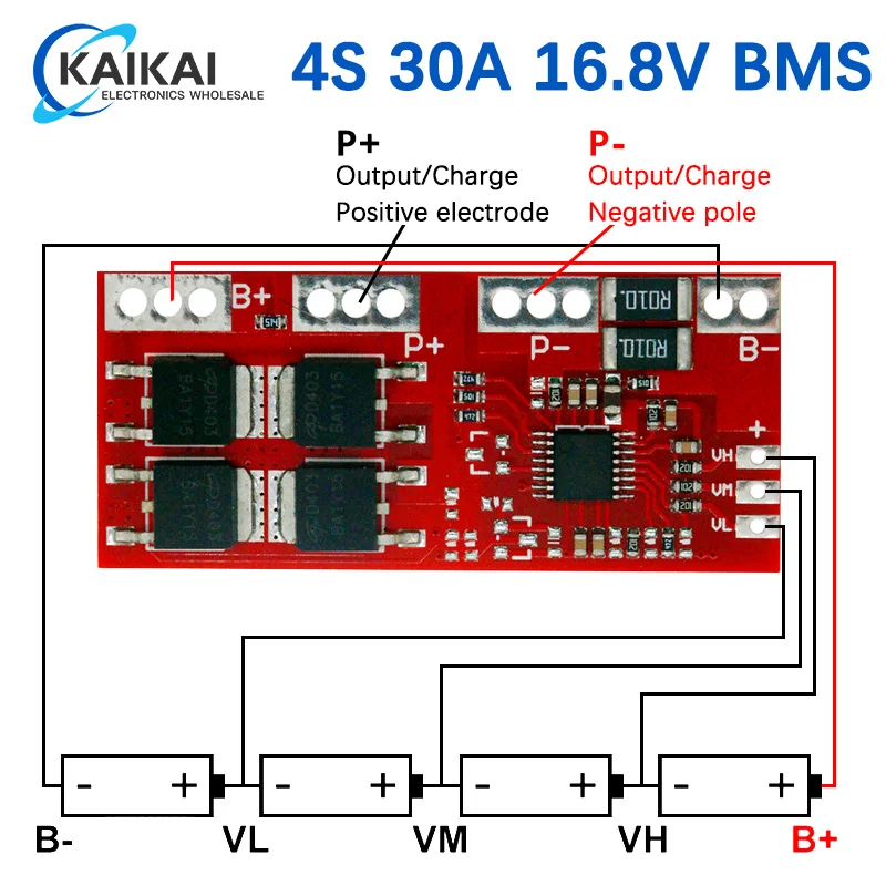 Smart Electronics 4S 30A High Current Li-ion Lithium Battery 18650 Charger Protection Board 14.4V 14.8V 16.8V Overcharge